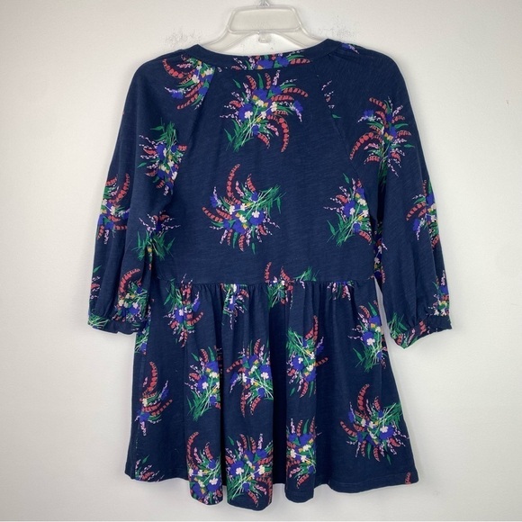 Anthropologie Blue V-neck tropical stretch knit top size M - Picture 8 of 15